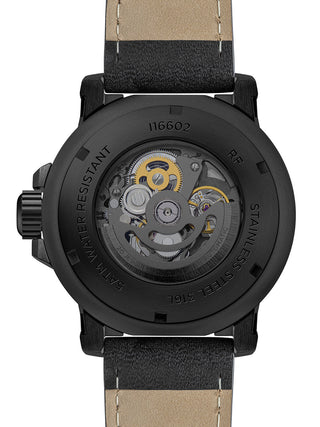 Angle shot of Ingersoll 1892 I16602 Black Leather Unisex Watch on white background