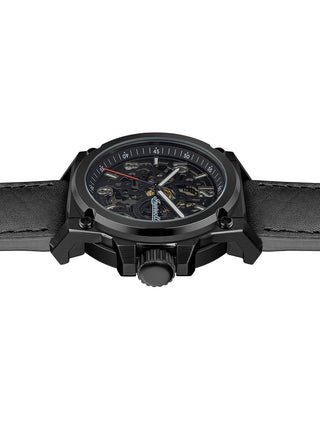 Angle shot of Ingersoll 1892 I16602 Black Leather Unisex Watch on white background