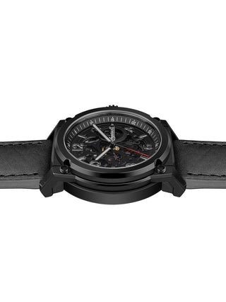Angle shot of Ingersoll 1892 I16602 Black Leather Unisex Watch on white background