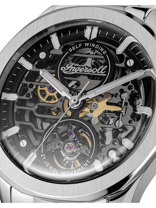 Angle shot of Ingersoll 1892 I16701 Black Dial Silver Stainless Steel Unisex Watch on white background