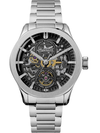 Front view of Ingersoll 1892 I16701 Black Dial Silver Stainless Steel Unisex Watch on white background