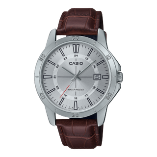 Front view of Casio MTP-V004L-7C Mens Watch on white background