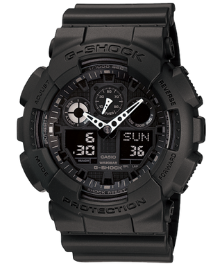 Front view of Casio G-Shock GA-100-1A1 Mens Watch on white background