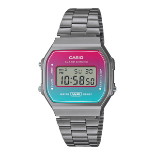 Front view of Casio A168WERB-2A Mens Watch on white background