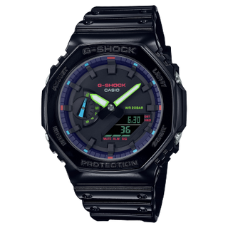 Front view of Casio G-Shock GA-2100RGB-1A Mens Watch on white background