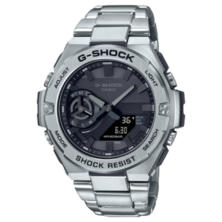 Front view of Casio G-Shock GST-B500D-1A1 Mens Watch on white background