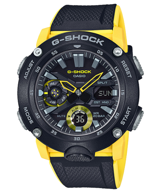 Front view of Casio G-Shock GA-2000-1A9 Mens Watch on white background