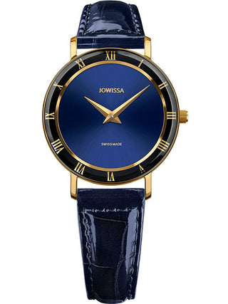 Front view of Jowissa J2.271.M Blue Leather Womens Watch on white background