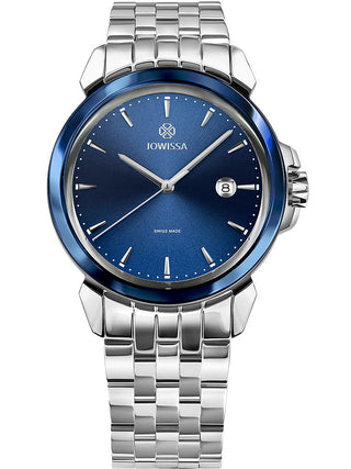 Front view of Jowissa J4.255.L Blue Dial Silver Stainless Steel Unisex Watch on white background