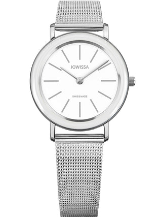 Front view of Jowissa J4.395.M White Dial Silver Stainless Steel Womens Watch on white background