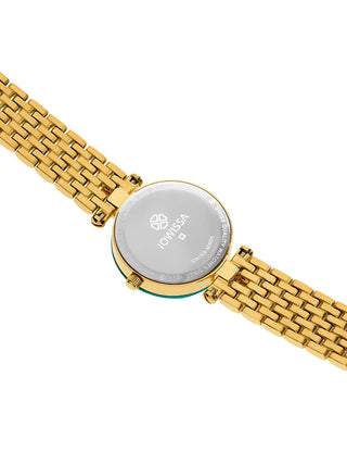 Angle shot of Jowissa J5.497.S Green Dial Gold Stainless Steel Womens Watch on white background