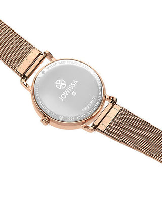 Angle shot of Jowissa J5.612.M Rose Gold Stainless Steel Womens Watch on white background