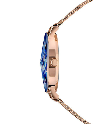 Angle shot of Jowissa J5.613.M Blue Dial Rose Gold Stainless Steel Womens Watch on white background