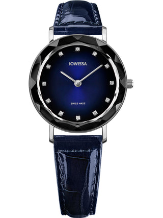 Front view of Jowissa J5.645.M Blue Leather Womens Watch on white background