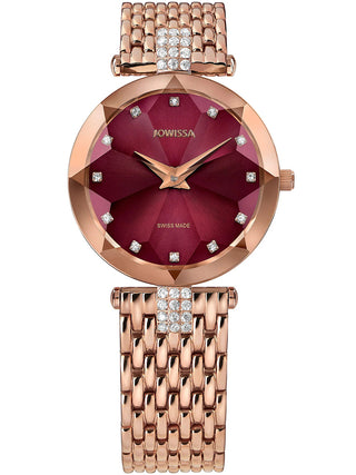 Front view of Jowissa J5.772.M Purple Dial Rose Gold Stainless Steel Womens Watch on white background