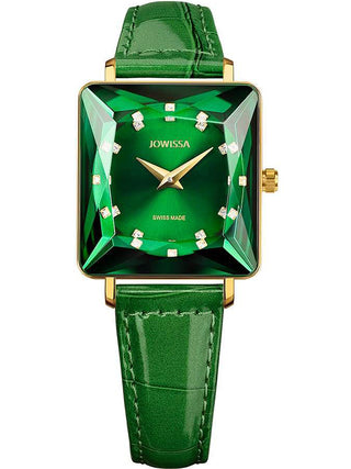 Front view of Jowissa J8.063.M Green Leather Womens Watch on white background