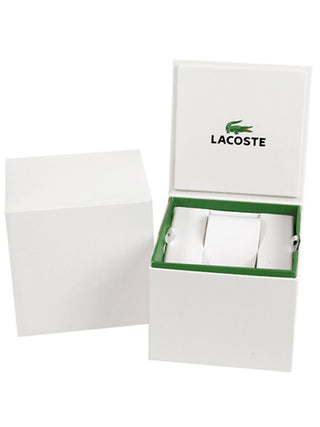 Angle shot of Lacoste Chronograph 2011206 Black Silicone Unisex Watch on white background