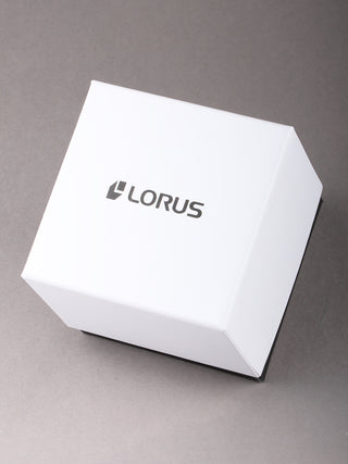 Angle shot of Lorus Classic RH941NX9 Black Leather Mens Watch on white background