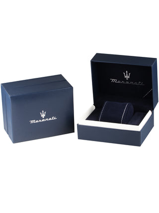 Angle shot of Maserati R8823118008 Silver Dial Rose Gold Stainless Steel Unisex Watch on white background