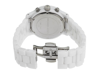 Angle shot of Michael Kors Runway MK5161 White Ceramic Womens Watch on white background