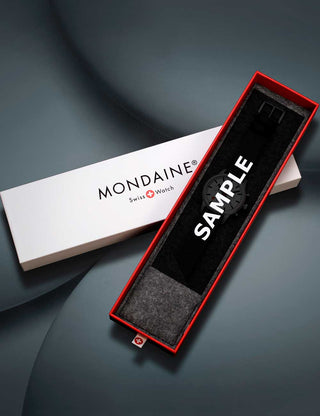 Angle shot of Mondaine MS1.41180.LH Grey Unisex Watch on white background