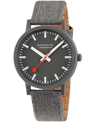 Front view of Mondaine MS1.41180.LH Grey Unisex Watch on white background