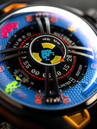 Angle shot of Nubeo NB-6099-SI-03 Black Dial Blue Silicone Unisex Watch on white background