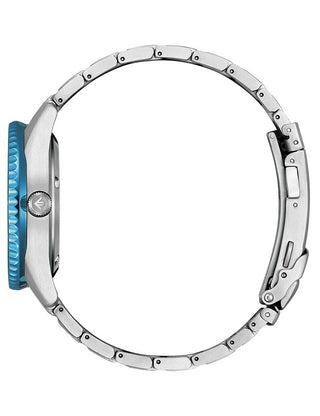 Angle shot of Citizen NB6026-56L Blue Dial Silver Titanium Unisex Watch on white background