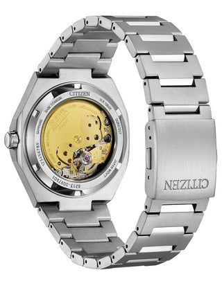 Angle shot of Citizen NJ0180-80M Silver Titanium Unisex Watch on white background