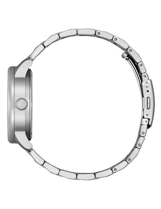 Angle shot of Citizen NJ0190-51E Black Dial Silver Stainless Steel Unisex Watch on white background