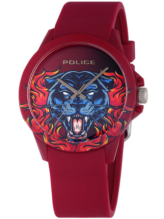 Front view of Police PEWUM2237766 Silicone Unisex Watch on white background