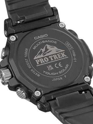 Angle shot of Casio Pro-Trek PRW-61-1AER Black Resin Mens Watch on white background