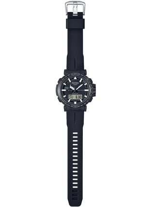 Angle shot of Casio Pro-Trek PRW-6621Y-1ER Black Resin Mens Watch on white background