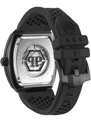 Angle shot of Philipp Plein PWBAA0621 Black Silicone Unisex Watch on white background