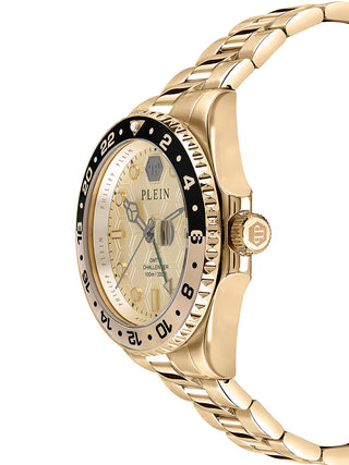 Angle shot of Philipp Plein PWYBA0423 Gold Stainless Steel Unisex Watch on white background