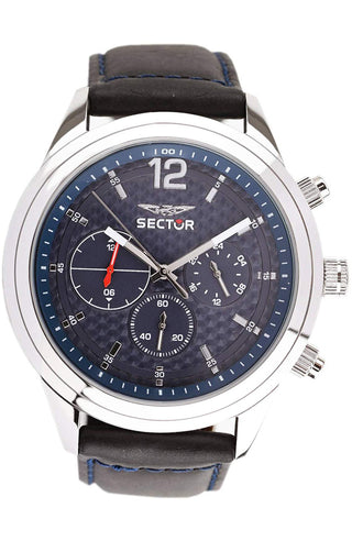 Front view of Sector Chronograph R3251540002 Blue Leather Unisex Watch on white background