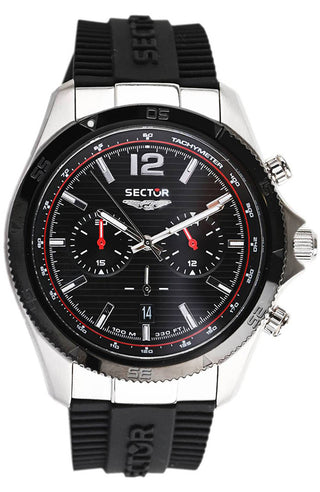 Front view of Sector Chronograph R3271631003 Black Silicone Unisex Watch on white background