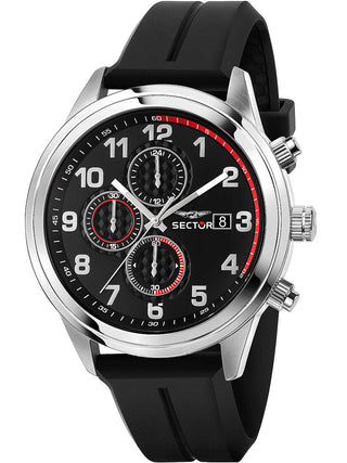 Front view of Sector Chronograph R3271740001 Black Silicone Unisex Watch on white background