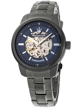 Angle shot of Maserati R8823121001 Blue Dial Grey Stainless Steel Unisex Watch on white background