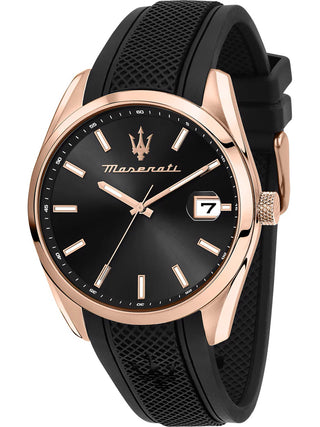 Front view of Maserati R8851151002 Black Silicone Unisex Watch on white background