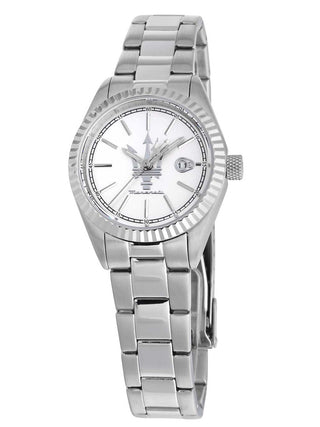 Angle shot of Maserati R8853100503 Silver Stainless Steel Womens Watch on white background