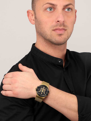 Angle shot of Maserati R8853108006 Gold Stainless Steel Unisex Watch on white background