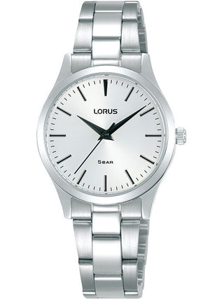 Front view of Lorus RRX77HX9 Silver Stainless Steel Womens Watch on white background