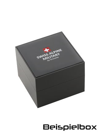 Angle shot of Swiss Alpine Military 7055.1837 Black Silicone Unisex Watch on white background