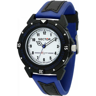 Front view of Sector R3251197061 White Dial Black Leather Unisex Watch on white background