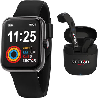 Front view of Sector R3251282008 Black Silicone Unisex Watch on white background