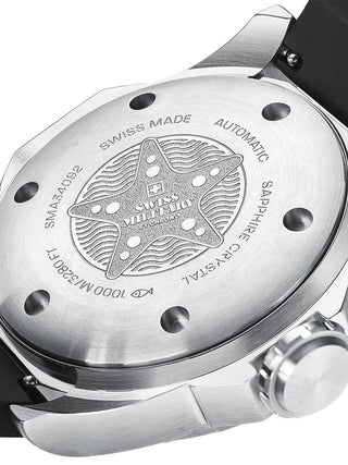 Angle shot of Swiss Military By Chrono SMA34092.04 Black Silicone Unisex Watch on white background