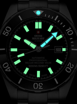 Angle shot of Swiss Military By Chrono SMA34092.09 Grey Dial Green Silicone Unisex Watch on white background