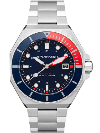 Front view of Spinnaker SP-5081-JJ Blue Dial Silver Stainless Steel Unisex Watch on white background