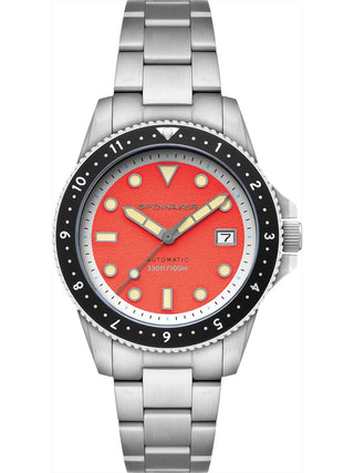 Front view of Spinnaker SP-5136-88 Silver Stainless Steel Unisex Watch on white background